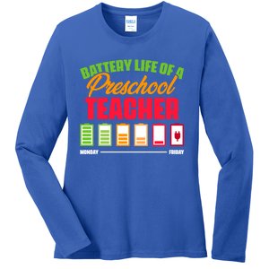 Battery Life Of A Preschool Teacher Great Gift Ladies Long Sleeve Shirt