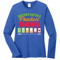 Battery Life Of A Preschool Teacher Great Gift Ladies Long Sleeve Shirt