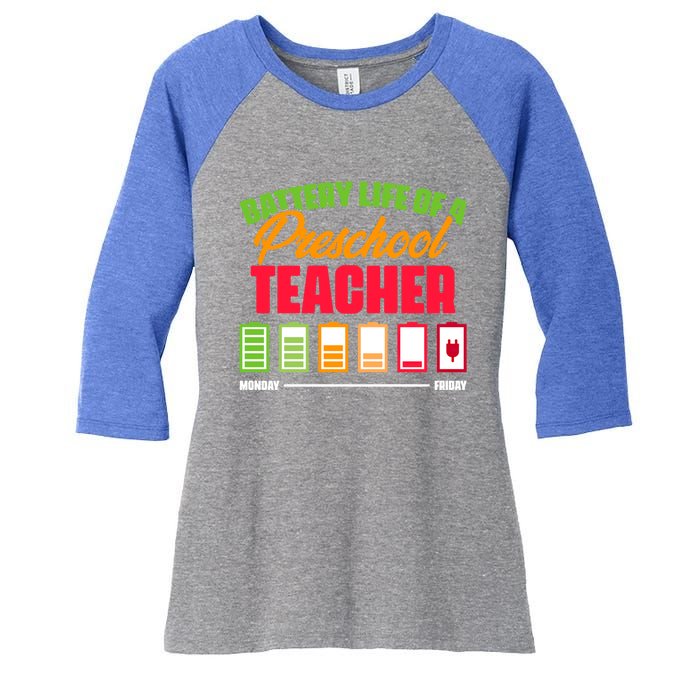 Battery Life Of A Preschool Teacher Great Gift Women's Tri-Blend 3/4-Sleeve Raglan Shirt