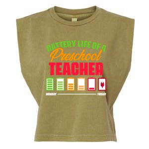 Battery Life Of A Preschool Teacher Great Gift Garment-Dyed Women's Muscle Tee