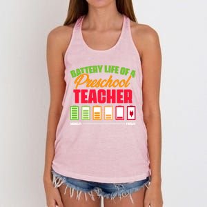 Battery Life Of A Preschool Teacher Great Gift Women's Knotted Racerback Tank