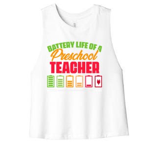 Battery Life Of A Preschool Teacher Great Gift Women's Racerback Cropped Tank