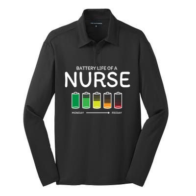 Battery Life Of A Nurse Friends Nursing Buddy Rn Funny Gift Silk Touch Performance Long Sleeve Polo