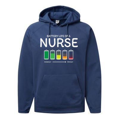 Battery Life Of A Nurse Friends Nursing Buddy Rn Funny Gift Performance Fleece Hoodie