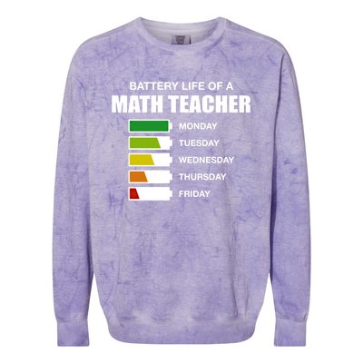 Battery Life Of A Math Teacher Sarcastic Algebra Teacher Gift Colorblast Crewneck Sweatshirt