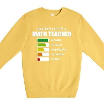 Battery Life Of A Math Teacher Sarcastic Algebra Teacher Gift Premium Crewneck Sweatshirt