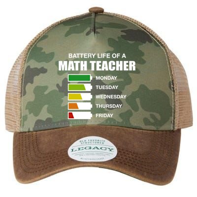 Battery Life Of A Math Teacher Sarcastic Algebra Teacher Gift Legacy Tie Dye Trucker Hat