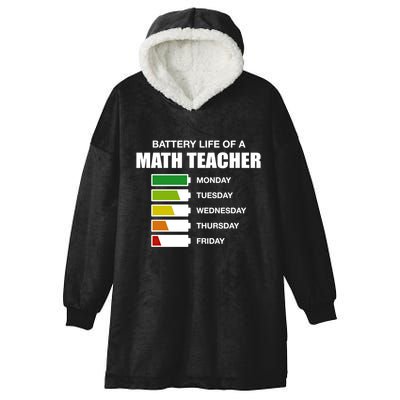 Battery Life Of A Math Teacher Sarcastic Algebra Teacher Gift Hooded Wearable Blanket