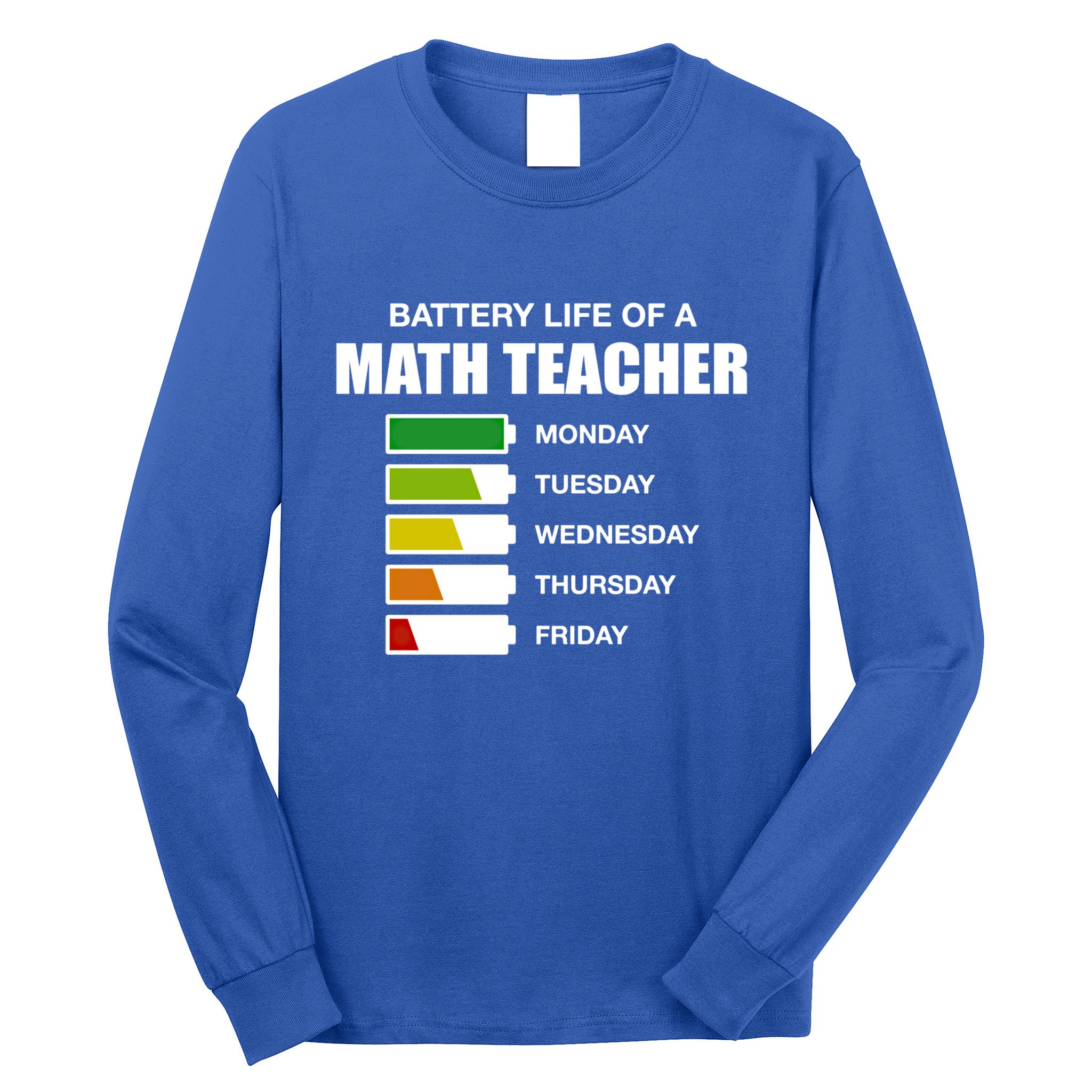 Battery Life Of A Math Teacher Sarcastic Algebra Teacher Gift Long Sleeve Shirt