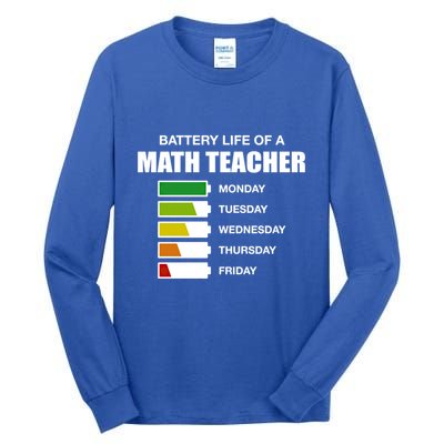 Battery Life Of A Math Teacher Sarcastic Algebra Teacher Gift Tall Long Sleeve T-Shirt
