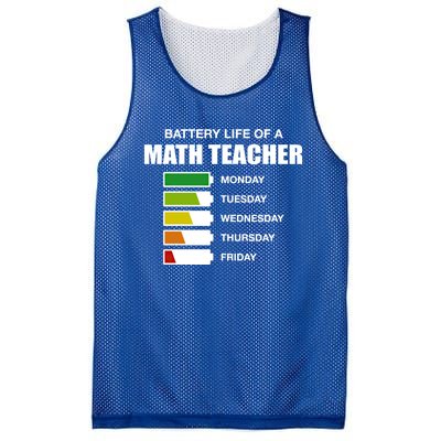 Battery Life Of A Math Teacher Sarcastic Algebra Teacher Gift Mesh Reversible Basketball Jersey Tank