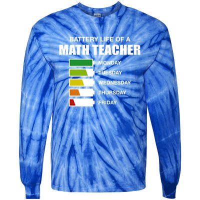 Battery Life Of A Math Teacher Sarcastic Algebra Teacher Gift Tie-Dye Long Sleeve Shirt