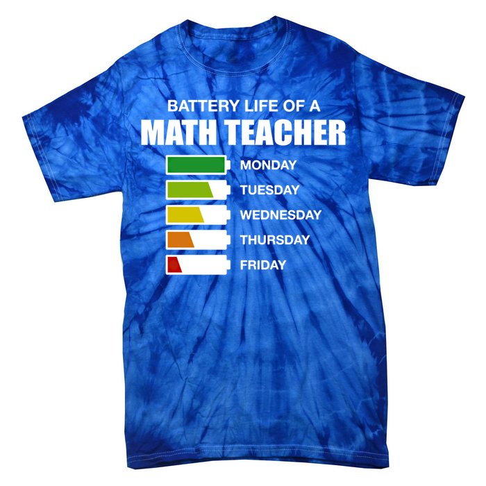 Battery Life Of A Math Teacher Sarcastic Algebra Teacher Gift Tie-Dye T-Shirt