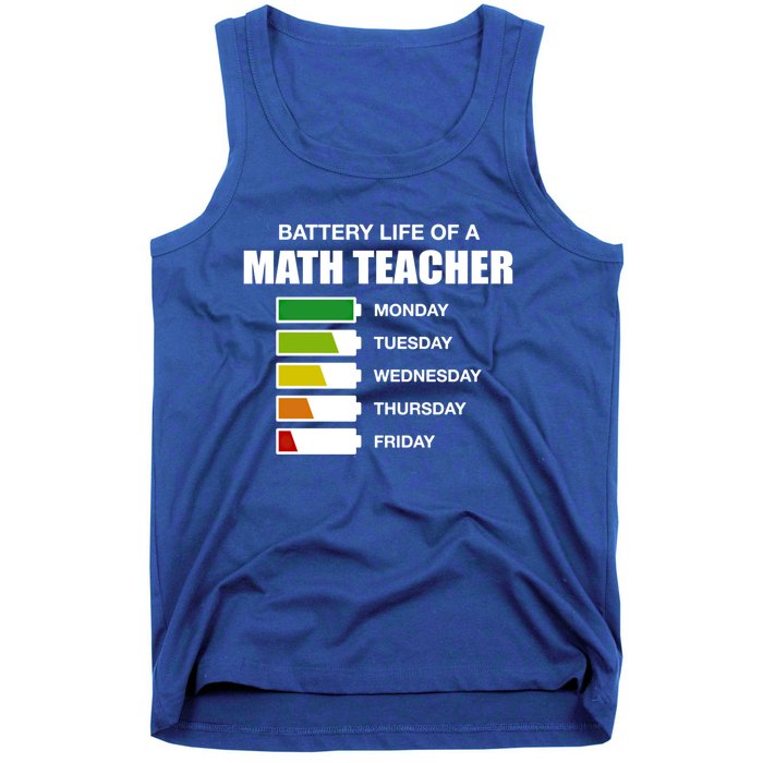 Battery Life Of A Math Teacher Sarcastic Algebra Teacher Gift Tank Top