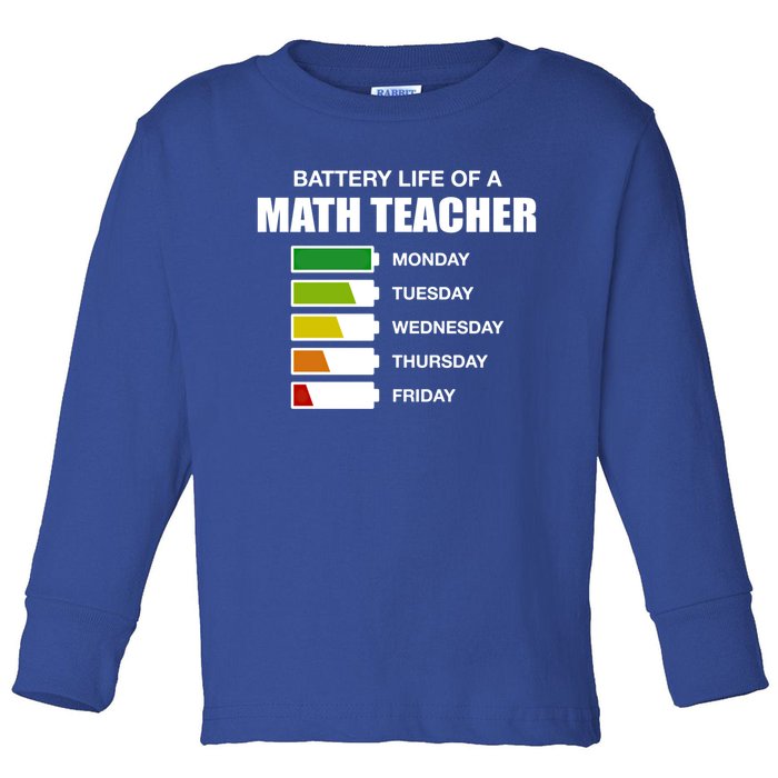 Battery Life Of A Math Teacher Sarcastic Algebra Teacher Gift Toddler Long Sleeve Shirt