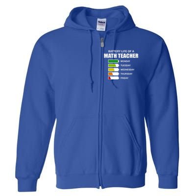 Battery Life Of A Math Teacher Sarcastic Algebra Teacher Gift Full Zip Hoodie