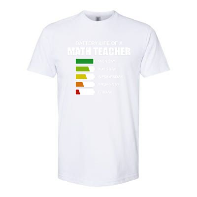 Battery Life Of A Math Teacher Sarcastic Algebra Teacher Gift Softstyle CVC T-Shirt