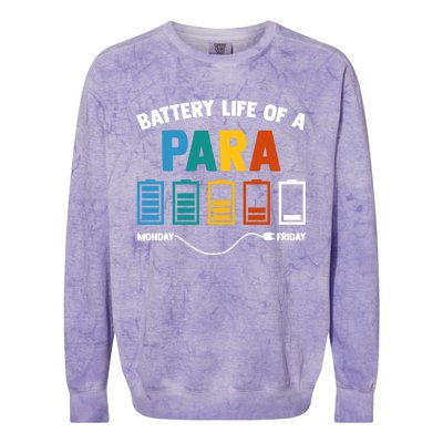 Battery Life Of A Paraprofessional Educator Teacher's Aide Gift Colorblast Crewneck Sweatshirt