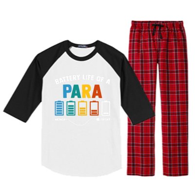 Battery Life Of A Paraprofessional Educator Teacher's Aide Gift Raglan Sleeve Pajama Set