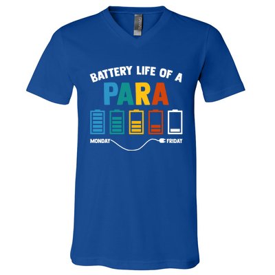 Battery Life Of A Paraprofessional Educator Teacher's Aide Gift V-Neck T-Shirt