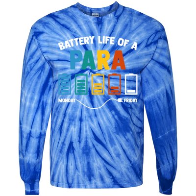 Battery Life Of A Paraprofessional Educator Teacher's Aide Gift Tie-Dye Long Sleeve Shirt