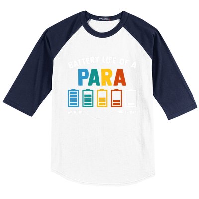 Battery Life Of A Paraprofessional Educator Teacher's Aide Gift Baseball Sleeve Shirt