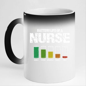 Battery Life Of A Nurse Pun Nursing Joke Rn Coworker Funny Gift 11oz Black Color Changing Mug