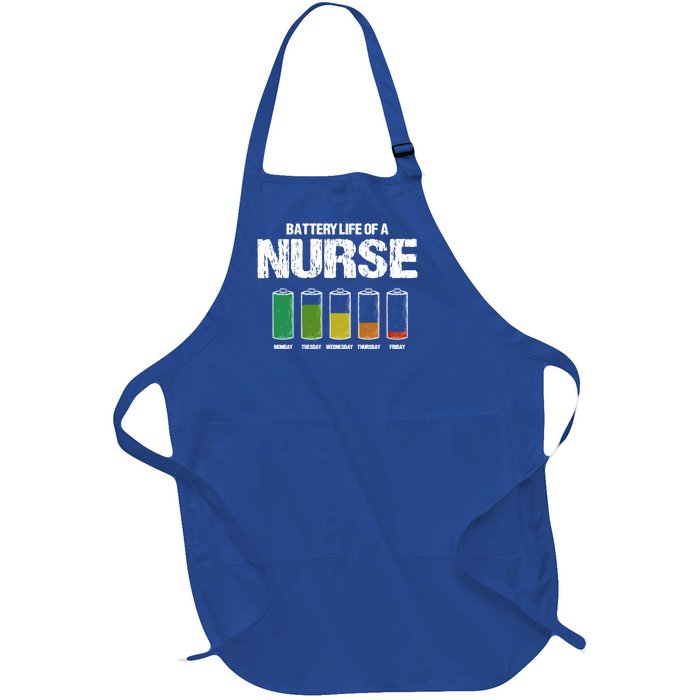 Battery Life Of A Nurse Pun Nursing Joke Rn Coworker Funny Gift Full-Length Apron With Pockets