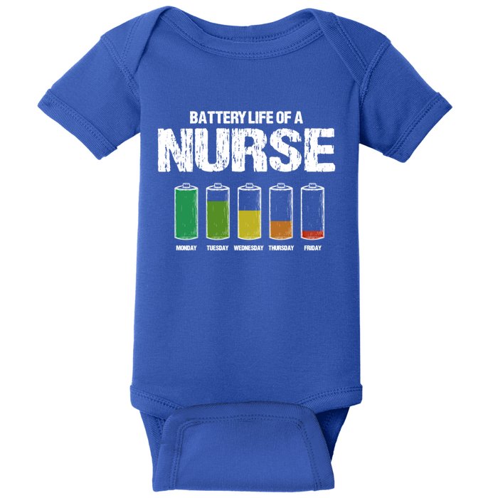 Battery Life Of A Nurse Pun Nursing Joke Rn Coworker Funny Gift Baby Bodysuit