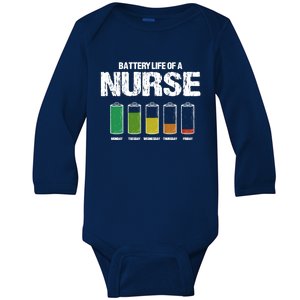 Battery Life Of A Nurse Pun Nursing Joke Rn Coworker Funny Gift Baby Long Sleeve Bodysuit