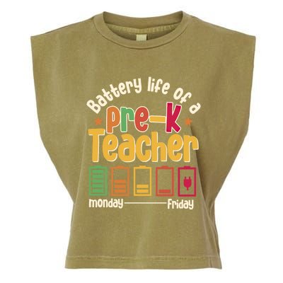 Battery Life Of A Pregiftk Teacher Back To School Student Gift Garment-Dyed Women's Muscle Tee