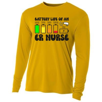 Battery Life Of An Er Nurse Emergency Nurse Funny Gift Cooling Performance Long Sleeve Crew