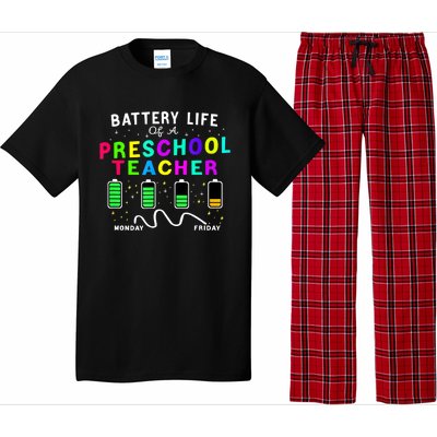 Battery Life Of A Preschool Monday Friday Teachers Students Funny Gift Pajama Set