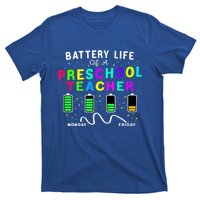 Battery Life Of A Preschool Monday Friday Teachers Students Funny Gift T-Shirt