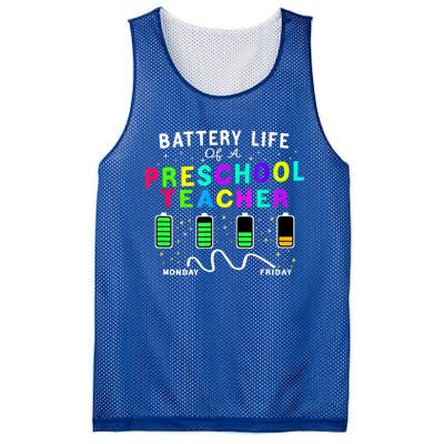 Battery Life Of A Preschool Monday Friday Teachers Students Funny Gift Mesh Reversible Basketball Jersey Tank