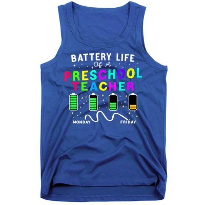 Battery Life Of A Preschool Monday Friday Teachers Students Funny Gift Tank Top