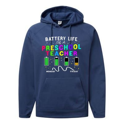 Battery Life Of A Preschool Monday Friday Teachers Students Funny Gift Performance Fleece Hoodie