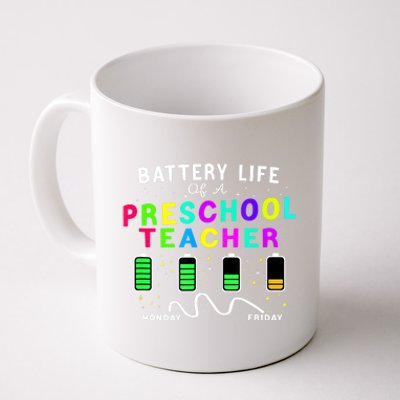 Battery Life Of A Preschool Monday Friday Teachers Students Funny Gift Coffee Mug