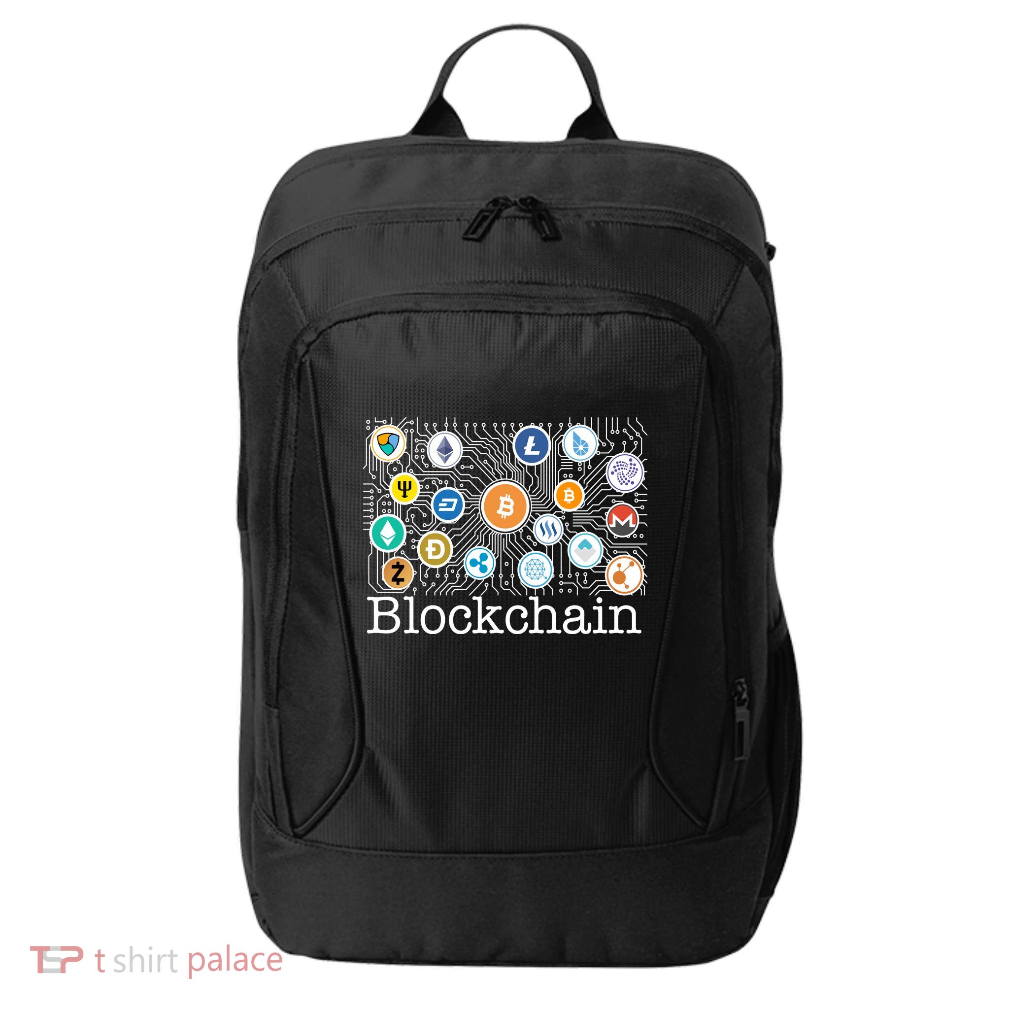 Blockchain Cryptocurrency Logos City Backpack