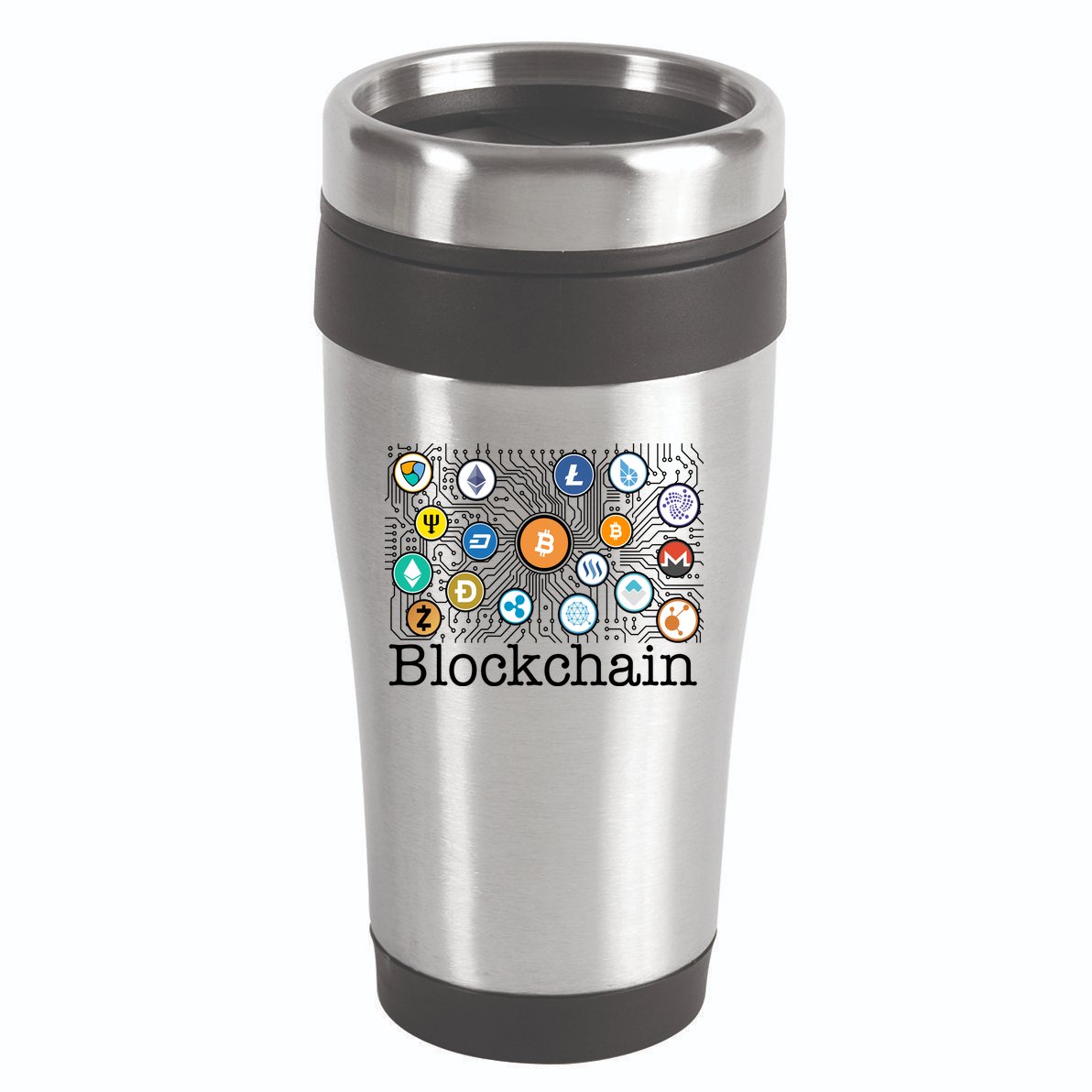 Blockchain Cryptocurrency Logos 16oz Travel Tumbler