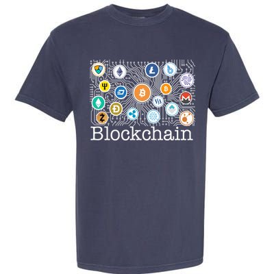 Blockchain Cryptocurrency Logos Garment-Dyed Heavyweight T-Shirt