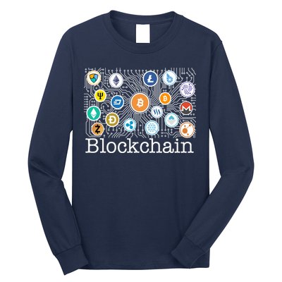 Blockchain Cryptocurrency Logos Long Sleeve Shirt