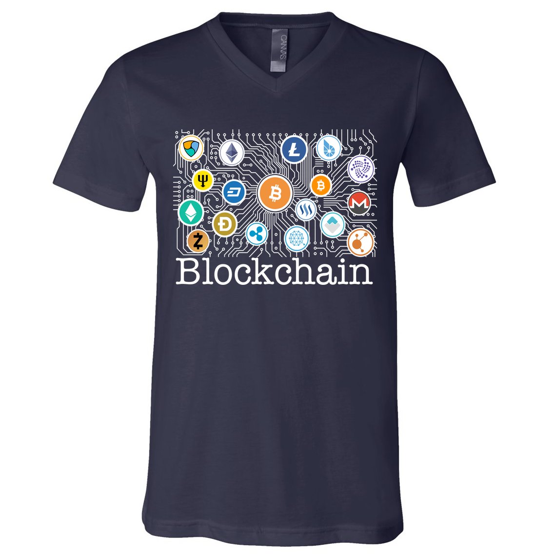 Blockchain Cryptocurrency Logos V-Neck T-Shirt