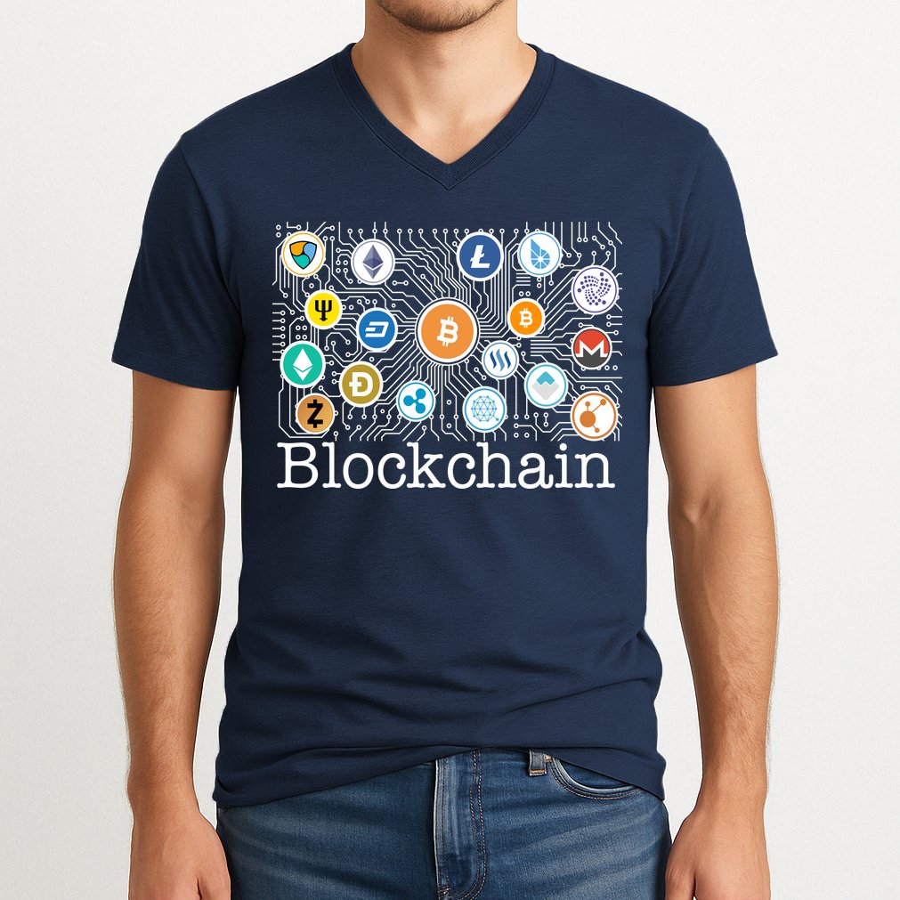 Blockchain Cryptocurrency Logos V-Neck T-Shirt