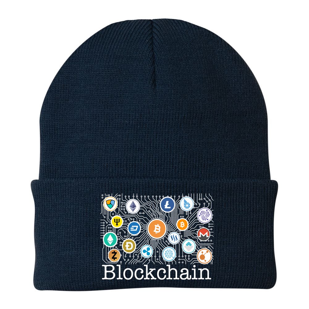 Blockchain Cryptocurrency Logos Beanie