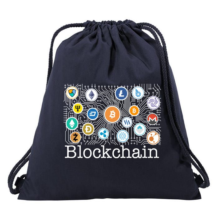 Blockchain Cryptocurrency Logos Drawstring Bag