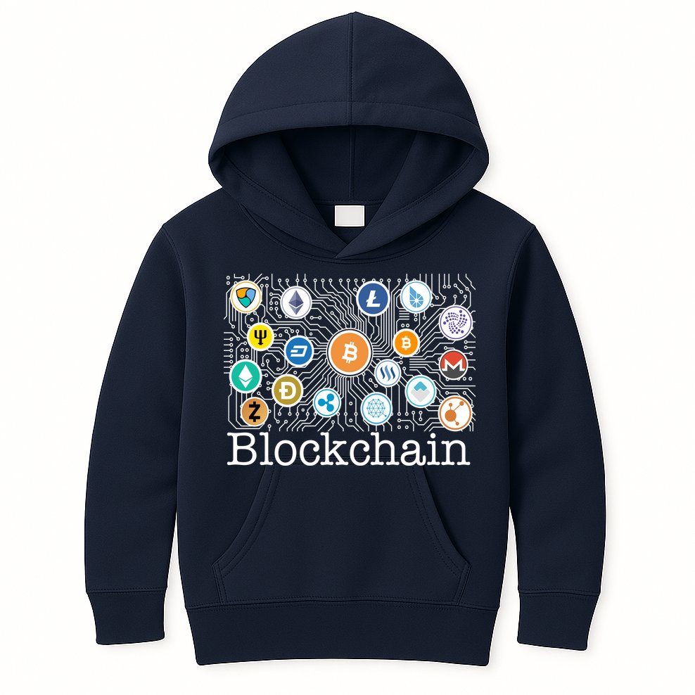 Blockchain Cryptocurrency Logos Kids Hoodie