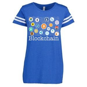 Blockchain Cryptocurrency Logos Enza Ladies Jersey Football T-Shirt