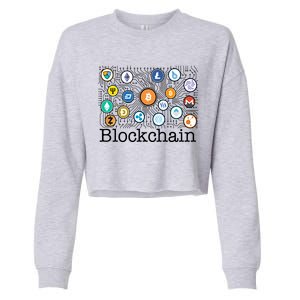 Blockchain Cryptocurrency Logos Cropped Pullover Crew