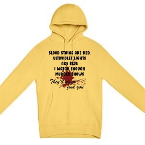 Blood Stains Are Red Ultraviolet Lights Are Blue Premium Pullover Hoodie